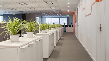 Modern office space with cabinets